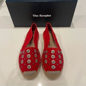The Kooples Suede Leather And Embrode espadrille shoes NIB size 37